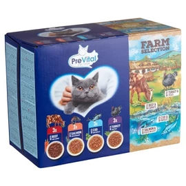 PreVital Farm Selection alutasakos válogatás - marha, pulyka, lazac, tőkehal 12 x 85 g