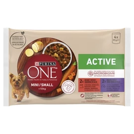 Purina ONE MINI Active nedves kutyaeledel marhával és kacsával 4 x 85 g