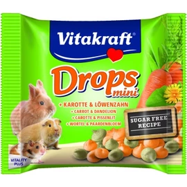 Vitakraft Mini Drops jutalomfalat sárgarépával és gyermekláncfűvel 40 g