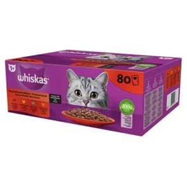 Whiskas klasszikus tasakos eledel válogatás felnőtt macskák számára 80 x 85 g