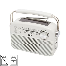SAL RPR9 napelemes rádió multimédia lejátszóval, FM-AM-SW rádió, Bluetooth, USB és microSD csatlakozás, beépített akkumulátor
