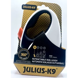 JK9 Retractable Dog Leash -  automata szalagos póráz (fekete-fehér-narancs) kutyák részére (XS) 3 méter