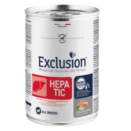 Exclusion Hepatic Pork & Rice & Pea konzerv kutyák számára 400 g