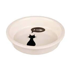 Trixie Ceramic Bowl - kerámia tál (fehér, mintás)  macskák részére (0,25l /Ø13cm)