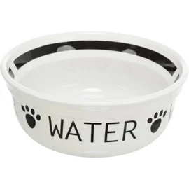 trixie 24486 kerámia tál "WATER" 0,6l/15cm, fehér-fekete