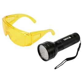 YATO Elemes UV zseblámpa + szemüveg 3 x AA