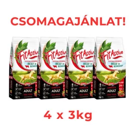 CSOMAGAJÁNLAT: FitActive PURE Hypoallergenic BEEF&ROSEHIP (marha,csipkebogyó) - 4 x 3kg