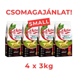 CSOMAGAJÁNLAT: FitActive PURE Hypoallergenic BEEF&ROSEHIP (marha,csipkebogyó) - 4 x 3kg - SMALL