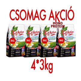 CSOMAGAJÁNLAT: FitActive PURE SMALL Hypoallergenic WILD BOAR-ROSEHIP (vaddisznó,csipkebogyó) - 4 x 3kg