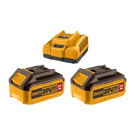 INGCO Akkumulátor és töltő szett 20 V (2 x 5,0 Ah akku + 4,0 A töltő) INGCO Akkumulátor és töltő szett 20 V (2 x 5,0 Ah akku + 4,0 A töltő)