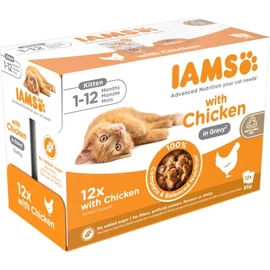 Iams Cat Delights Kitten&Junior csirke falatkák ízletes szószban, multipack 12x85g