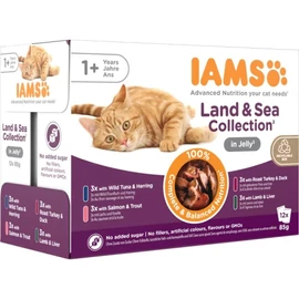 Iams Cat Delights LAND&SEA IN JELLY multipack, többféle íz, zamatos aszpikban 12x85g