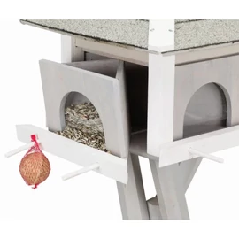 Trixie Kültéri madáretető Fából álló 46x35x46cm/1.35m, Szürke/Fehér