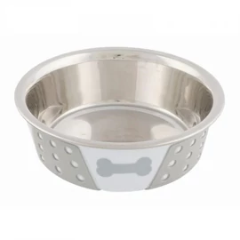 Trixie szilikonnal bevont fém tál 0,4l/14cm fehér/szürke