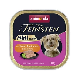 Animonda Vom Feinsten Senior Mini Huhn, Kaninch+Bas  (csirke+nyúl+bazsalikom) alutálkás - senior kutyák részére (100g)