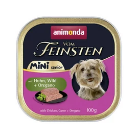 Animonda Vom Feinsten Senior Mini Huhn, Wild+Oregano  (csirke+őz+oregánó) alutálkás - senior kutyák részére (100g)