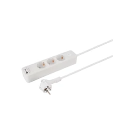 ETM 55.201.23 elosztó, 3 aljzat, kapcsolós, USB-A, USBC aljzat, 1,5 m hosszú