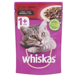 Whiskas Adult Beef 1+ - Nedves eledel (marha-, szószban) macskák részére (85g)