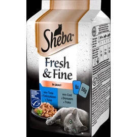 Sheba Adult Fresh&Fine - Alutasakos (lazac,tonhal, mártásban) felnőtt macskák részére (6x50g)