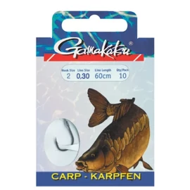 Gamakatsu CARP 3310F #10-0.20MM 60CM  előkötött pontyozó horog