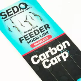 SEDO Carbon Carp Feeder Barbless-  előkötött Szakáll nélküli Feeder előke 10-es 0.14mm fonott damil - 10mm tüske