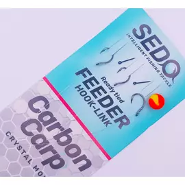 SEDO Carbon Carp Crystal Monofil Feeder rig - Előkötött Feeder előke 8-as 0.225mm-es monofil damil