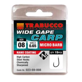 Trabucco Wide Gape Carp mikro szakállas horog 14 15 db