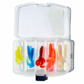 Meiho SFC Lure Case F  műanyag horgász doboz ajándék twisterrekkel