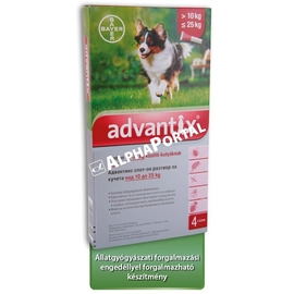 Advantix spot on 10-25 kg közötti kutyáknak A.U.V. 4 x 2,5 ml