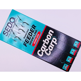 SEDO Carbon Carp Feeder Barbless- előkötött Szakáll nélküli Feeder előke 8 as horog, 10-mm csalitüske 0,14-es fonott