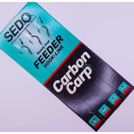 SEDO Carbon Carp Feeder - microszakállas előkötött Feeder előke 6-os horog, 10-mm csalitüske 0,14-es fonott