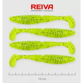Reiva Zander Power Shad 10cm 4db/cs /Neonzöld-Flitter/ (9901-103)