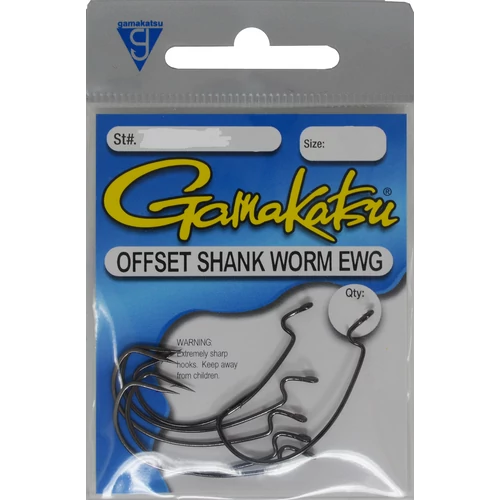 GAMAKATSU WORM OFFSET EWG HOOKS BLACK # 1/0         