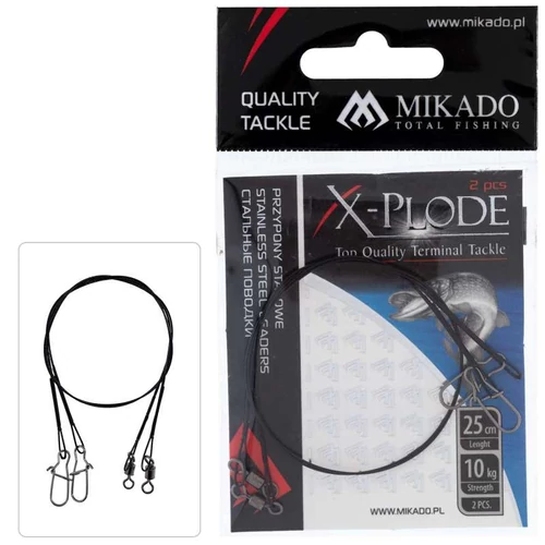 Mikado X-Plode Acél Előke Forgóval 25cm/10kg