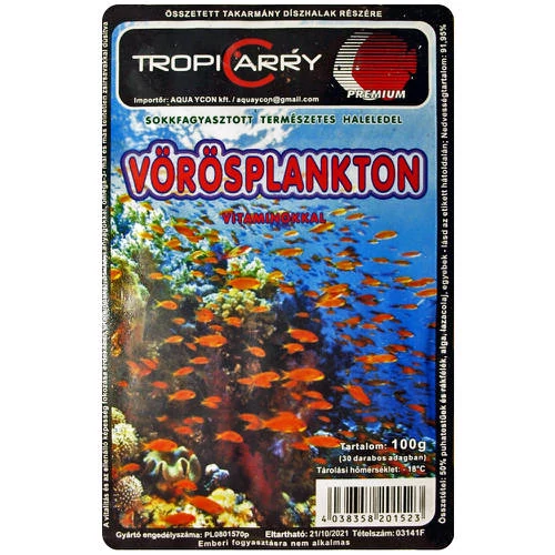 Fagyasztott TropiCarry Vörösplankton - díszhalak részére (100g/30 adag)