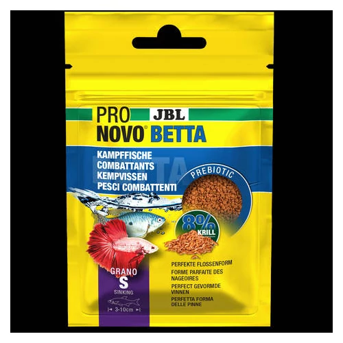 JBL Pronovo Betta Grano S Click - granulátum alaptáp (S-méret) akváriumi halak számára (3-10cm) 20ml/16g