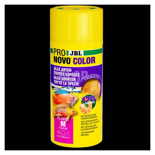 JBL Pronovo Color Flakes M - Színes eledelpelyhek az erős színekért minden 8-20 cm-es akváriumi halak részére (250ml/45g)