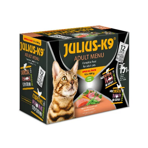 Julius-K9 Adult Menu Special Pack (lazac-tonhal, csirke-pulyka szószban) macskák részére (12x100g)