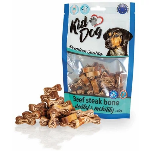 KidDog Beef steak bone dental & mobility - jutalomfalat (marhahús, kondrotin,glükozamin) kutyák részére (80g)