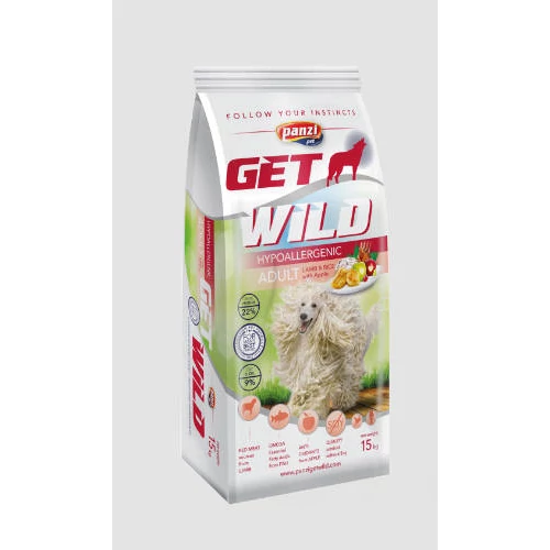 Panzi GetWild Hypoallergenic  Lamb,rice Adult (bárány,rizs) száraztáp - Táplálék intoleranciás felnőtt kutyák részére (15kg)