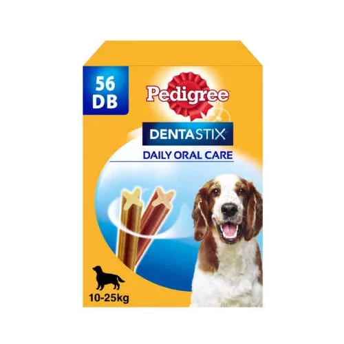 Pedigree DentaStix Medium (10-25kg) - jutalomfalat (fogtisztító) közepes testű kutyák részére (56db/#, 7db/zacskó) 8db/180g