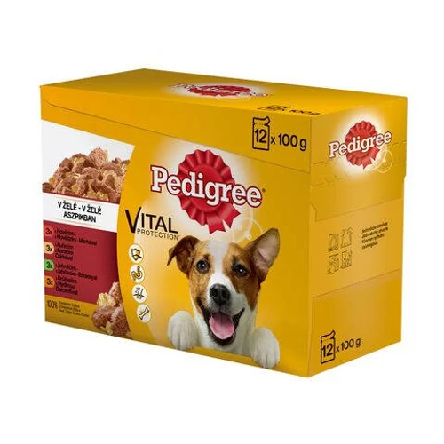 Pedigree Vital Adult - Nedves eledel (csirke-,marha,-bárány,-pulyka aszpikban) kutyák részére (12x100g)