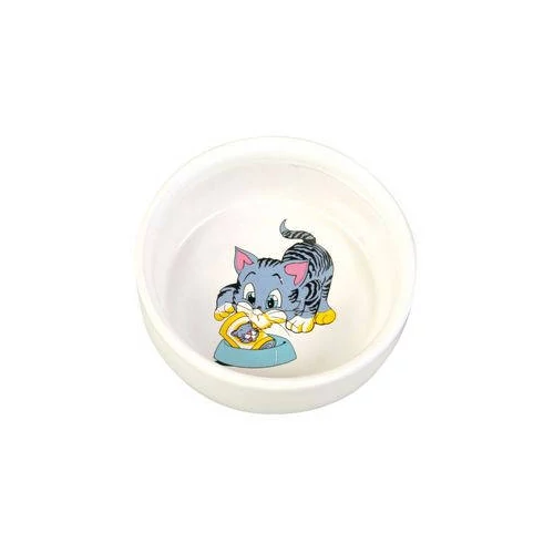 Trixie Ceramic Bowl - kerámia tál (fehér, mintás) macskák részére (0,3l /Ø11cm)