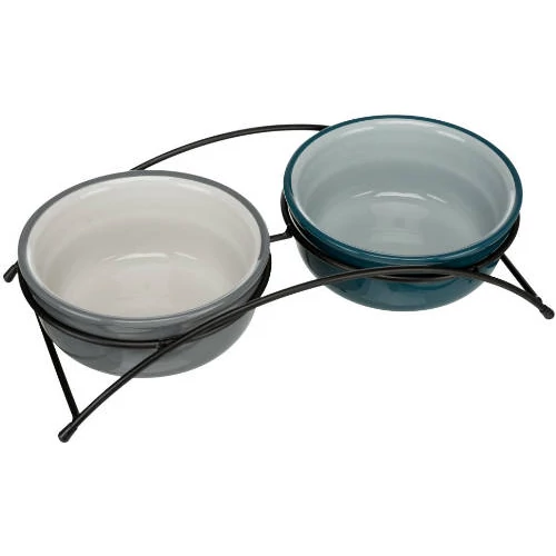 Trixie Ceramic Bowl Set - kerámia tál szett (petrol zöld/szürke) kutyák részére (2x0,25l /Ø13cm)