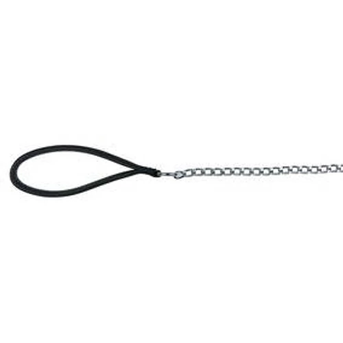 Trixie Chain - lánc póráz,bőr markolattal (fekete) 110cm/2mm