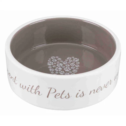 Trixie Pet's Home Ceramic Bowl - kerámia tál (mintás, fehér/tópszín) kutyák részére (0,8l/Ø16cm)