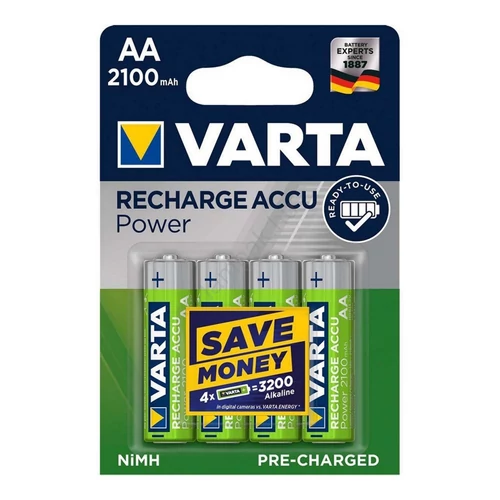 VARTA 56706 akkumulátor AA, NiMH akkumulátor, ceruza, 2100 mAh kapacitás, RTU - feltöltött és használatra kész, 4 db/csomag 4 db-os kiszerelés!