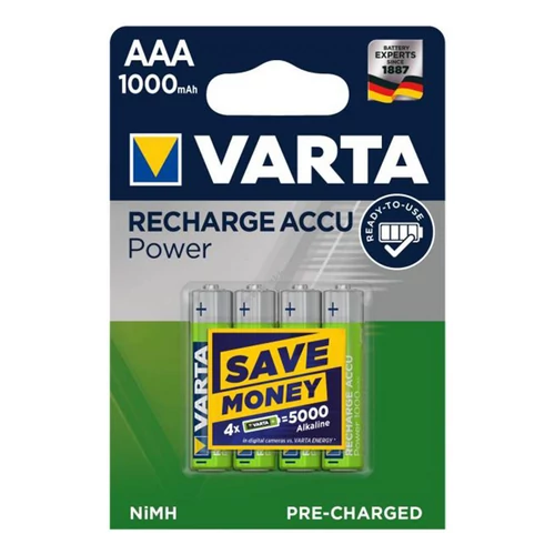 VARTA 5703 akkumulátor AAA, NiMH akkumulátor, mini ceruza, 1000 mAh kapacitás, RTU - feltöltött és használatra kész, 4 db/csomag 4 db-os kiszerelés!