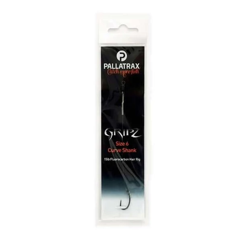 PALLATRAX GRIPZ CURVE SHANK HAIR RIGS SIZE 8 12LB FLUORO