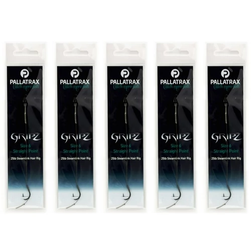 PALLATRAX GRIPZ STRAIGHT POINT HAIR RIGS SIZE 8 12LB BRAID